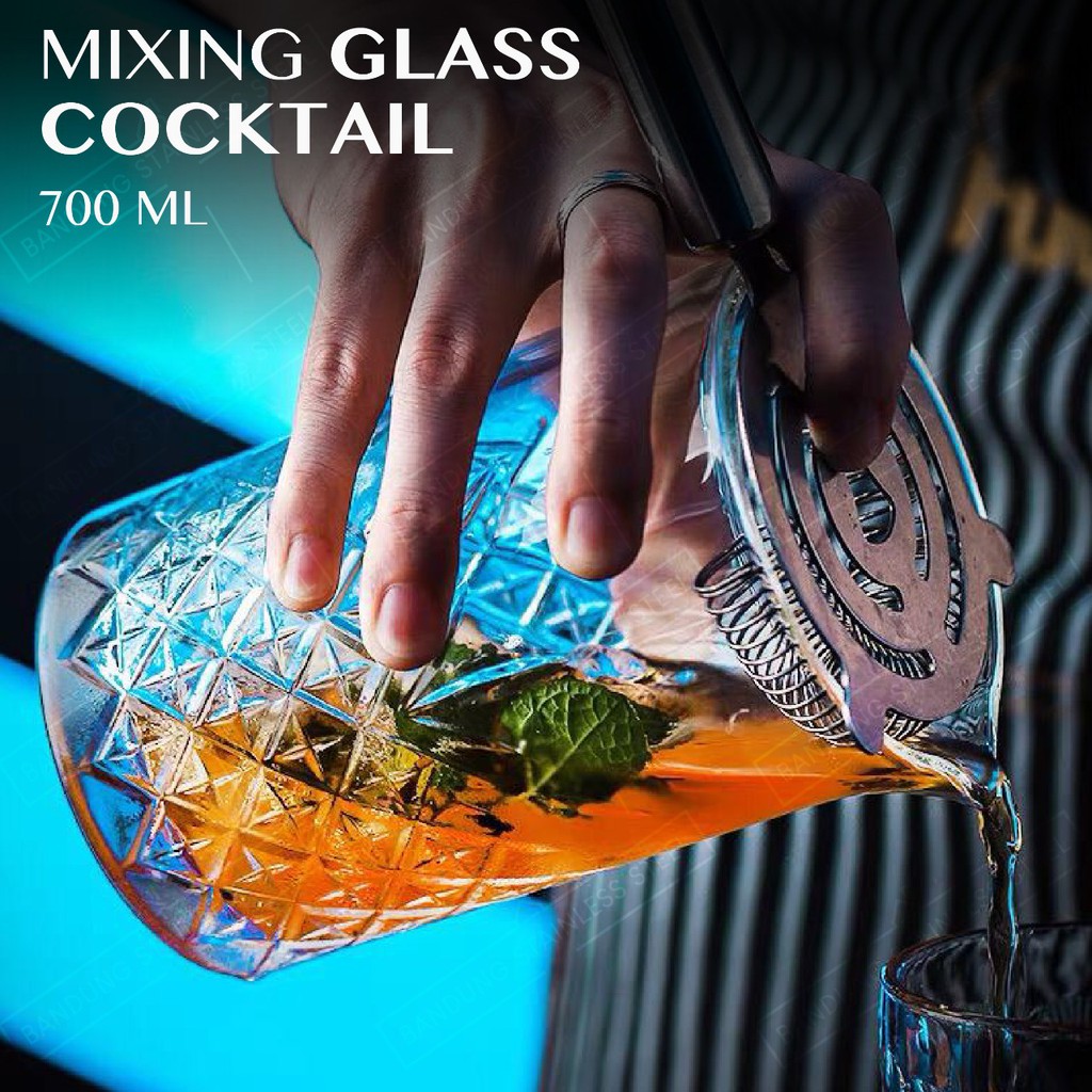 Crystal Mixing glass gelas shaker kaca tebal besar bartender cocktail 700ml