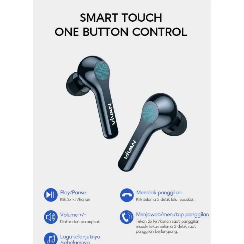 VIVAN Headset Bluetooth Liberty T200 TWS Earphone Wireless Earbuds