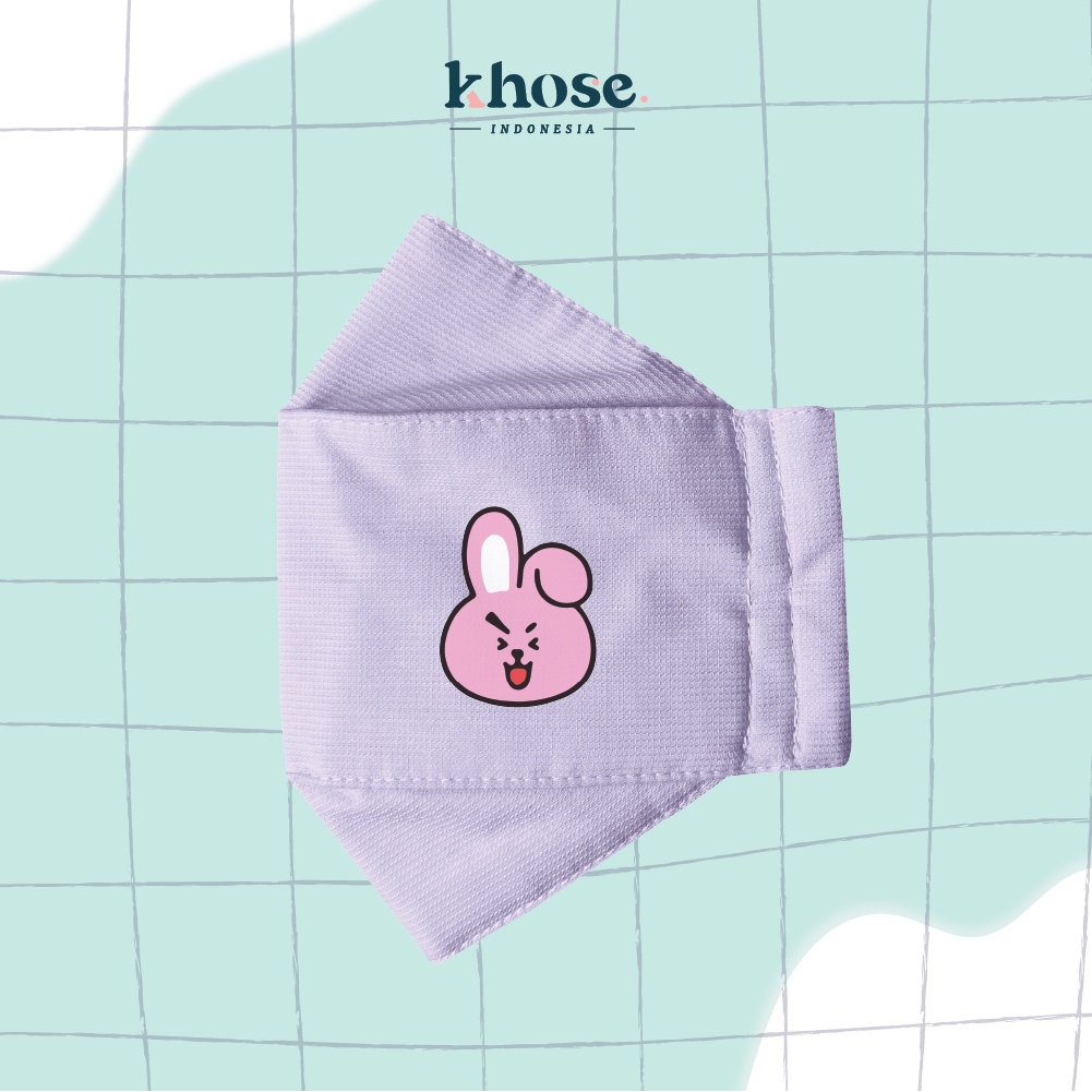 KHOSE Masker Kain 3D 3 Lapis DEWASA Water Resistant Print DTF &quot;BT21 V2&quot; / Masker BT21BTS Army