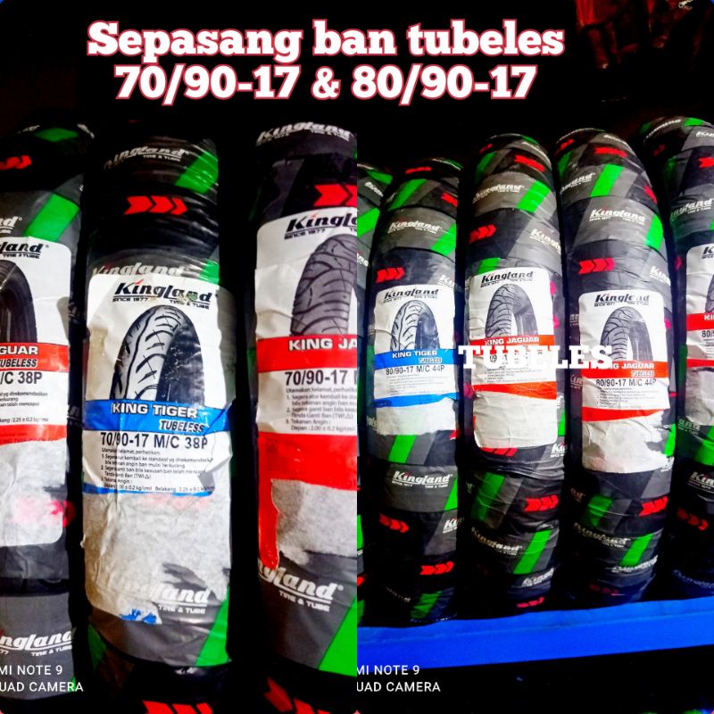 paket hemat sepasang 2 ban motor tubeles kingland king jaguar king tiger 70/90-17 & 80/90-17 ban kin