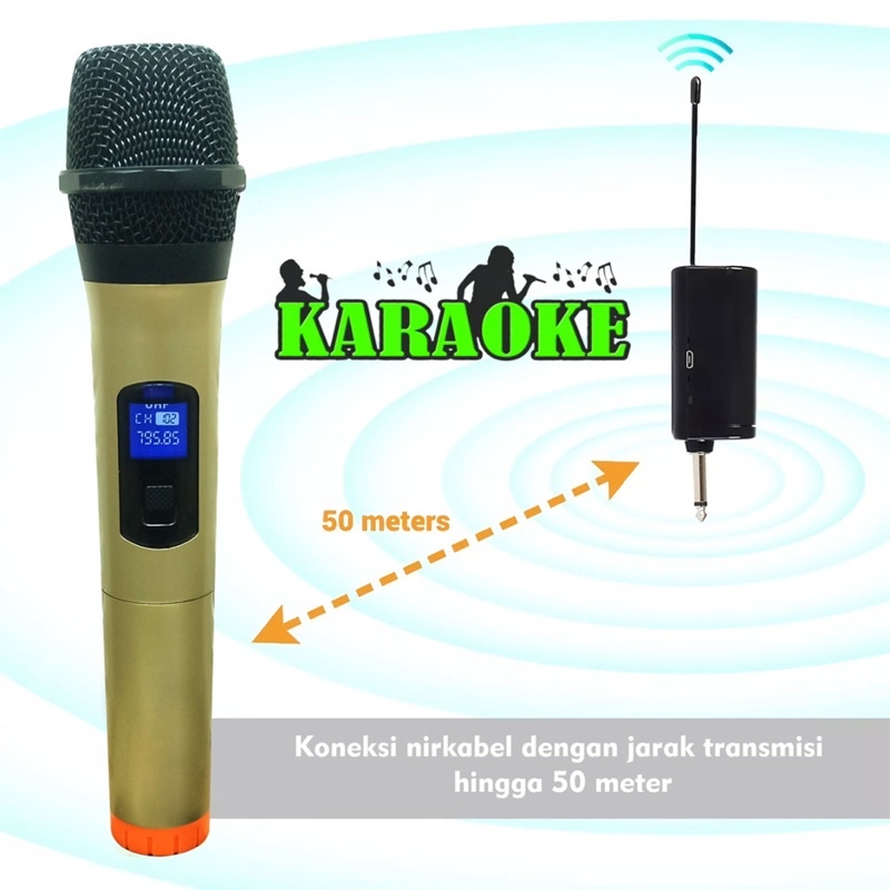 Wireless Microphone Dual Karaoke Mic with 1 Receiver 2 mic bluetooth