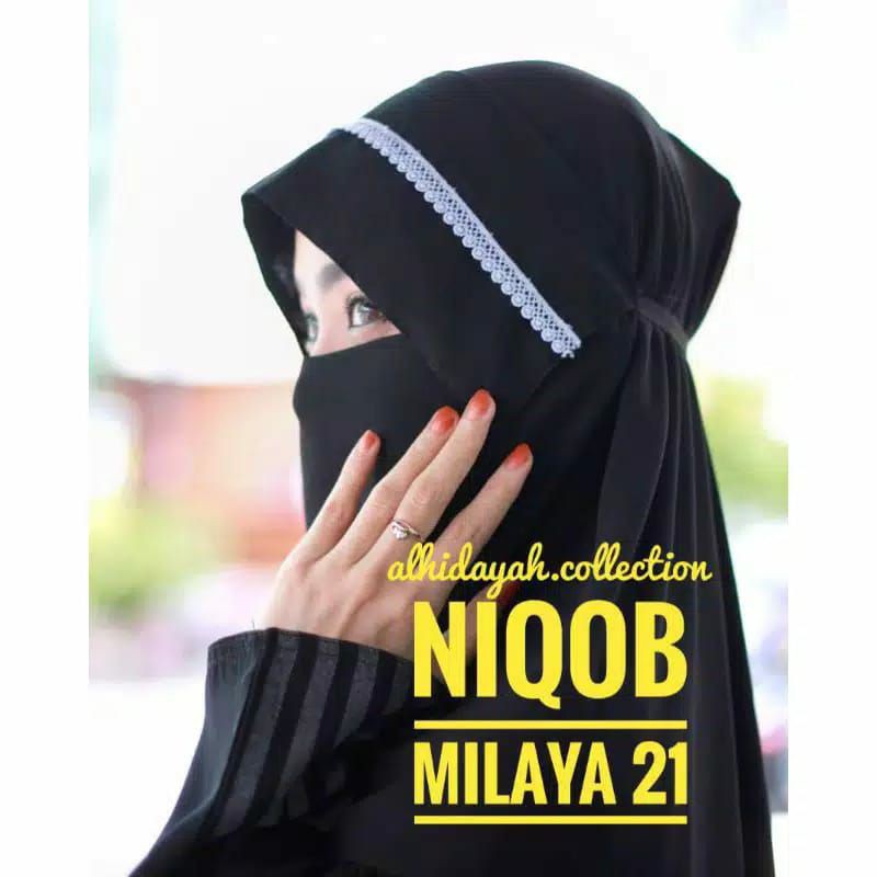 Niqab Cadar Milaya Renda Putih Niqob Murah