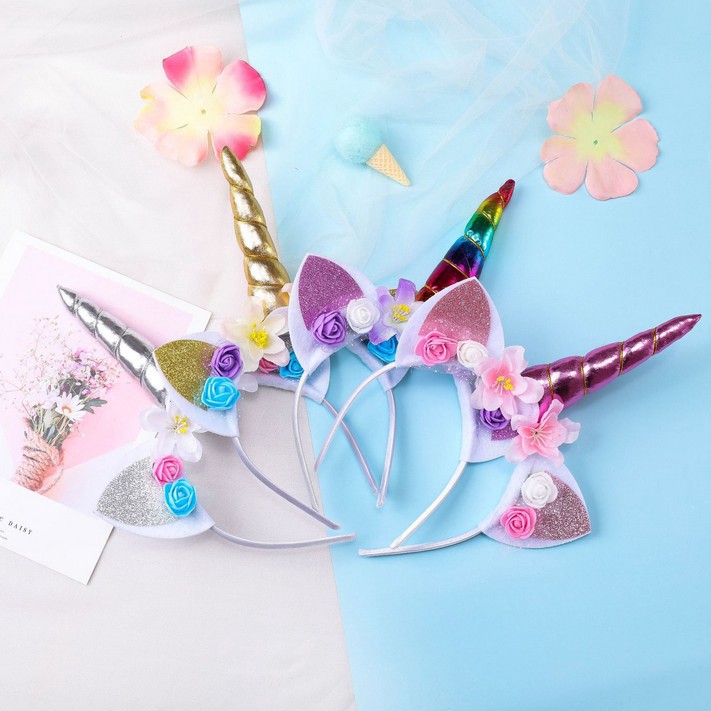 Bando Unicorn Bunga Untuk Pesta Tuan Putri Anak Perempuan Cantik Lucu Telinga Kucing Pegasus