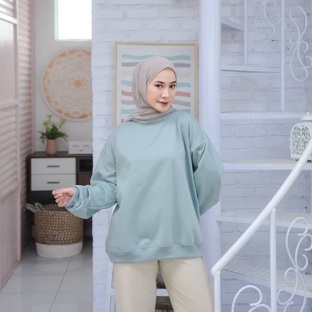 SWEATER BASIC XXL OVERSIZE - SWEATER WANITA BIG SIZE bahan fleece