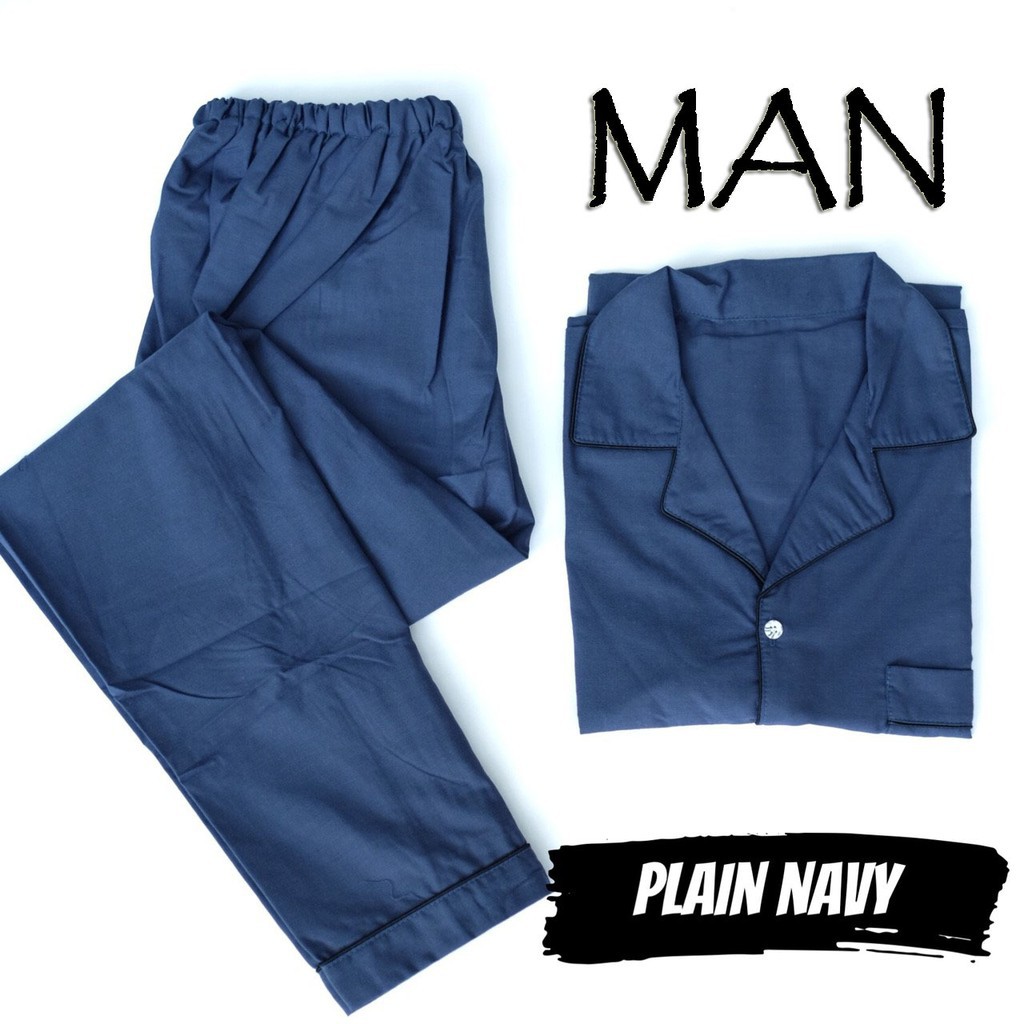 Terlaris PIYAMA PRIA PLAIN NAVY BAJU TIDUR COWOK LAKI DEWASA FIT XL MOTIF POLOS MURAH BISA COUPLE