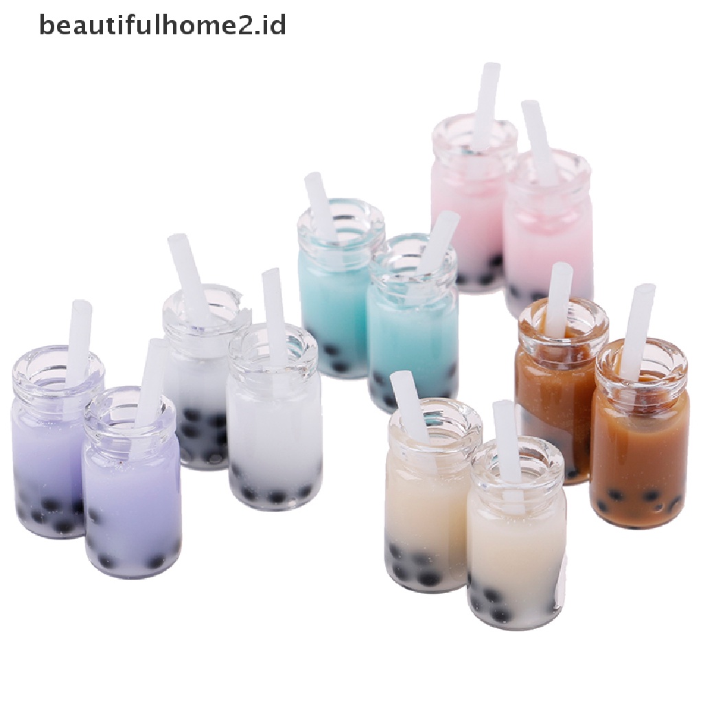 (Beautifulhome2) Buku Literatur Bahasa MandarinId 2pcs Mainan Miniatur Minuman Pearl Milk Tea Skala 1: 12 Untuk Rumah Boneka