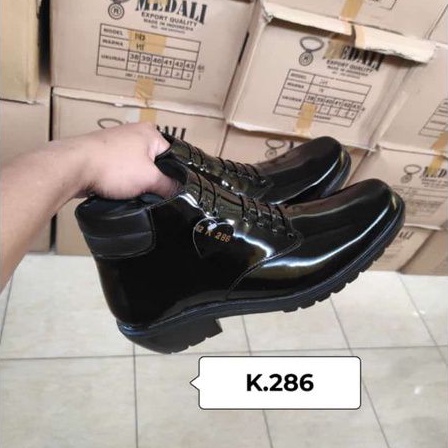 Sepatu kulit pria PDH boots polri TNI security guard PNS sepatu kerja formal tampil lebih keren