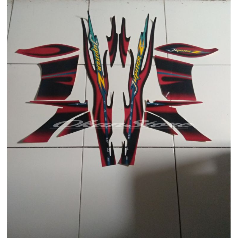 stiker striping Jupiter z cw 2004 - 2005 hitam-merah