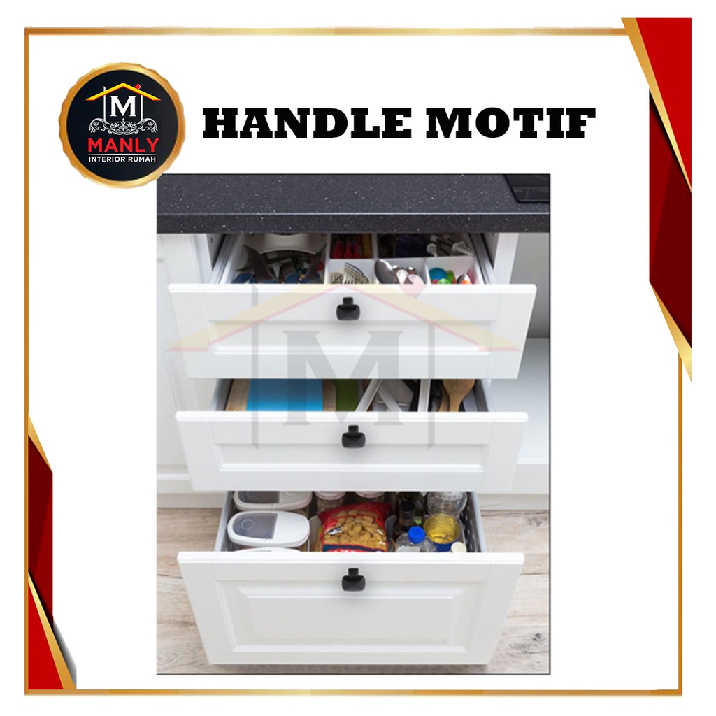 Handle Handel BLACK Tarikan Laci Hitam Minimalis Modern Bulat Gagang Pintu Lemari Nakas