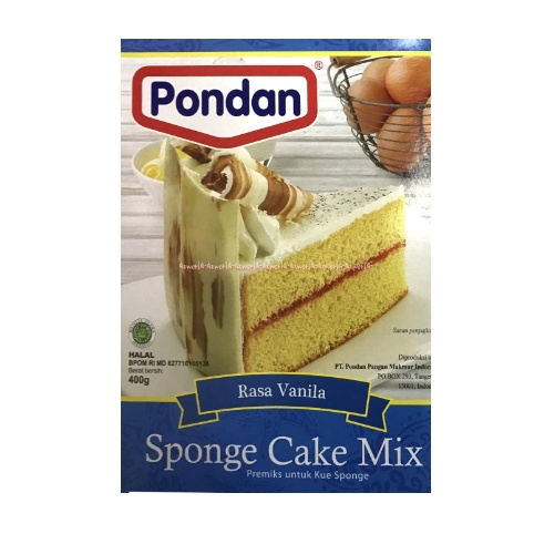 Pondan Sponge Cake Mix 400gr Rasa Vanilla Vanila Tepung Instan Membuat Kue Bolu Spon Kek Vanila Premiks Instan Pandan