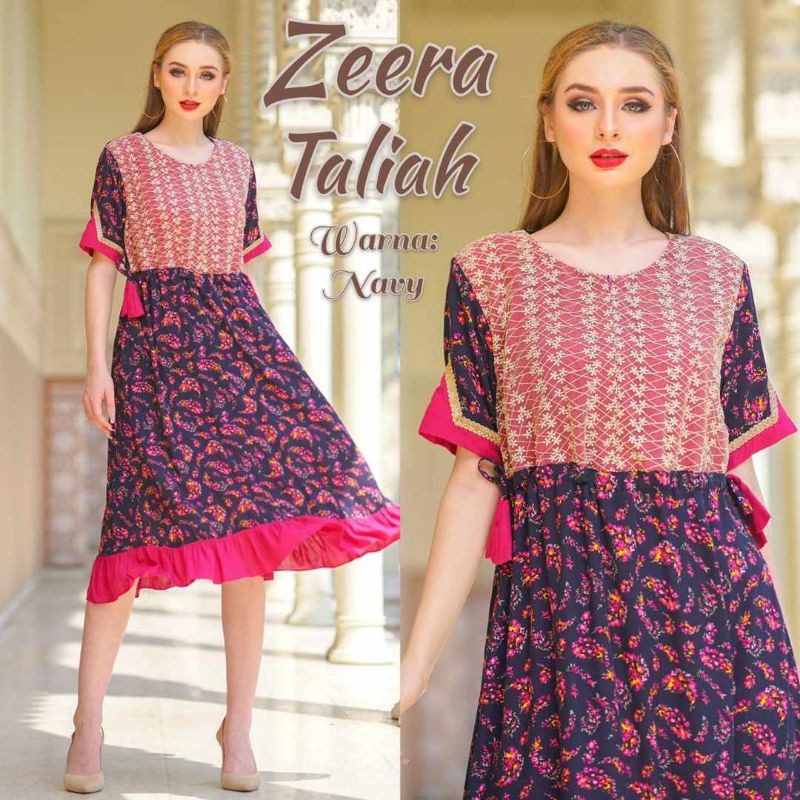 Daster arab ZEERA TALIAH Dress Rayon Midi Tunik Tile Organza