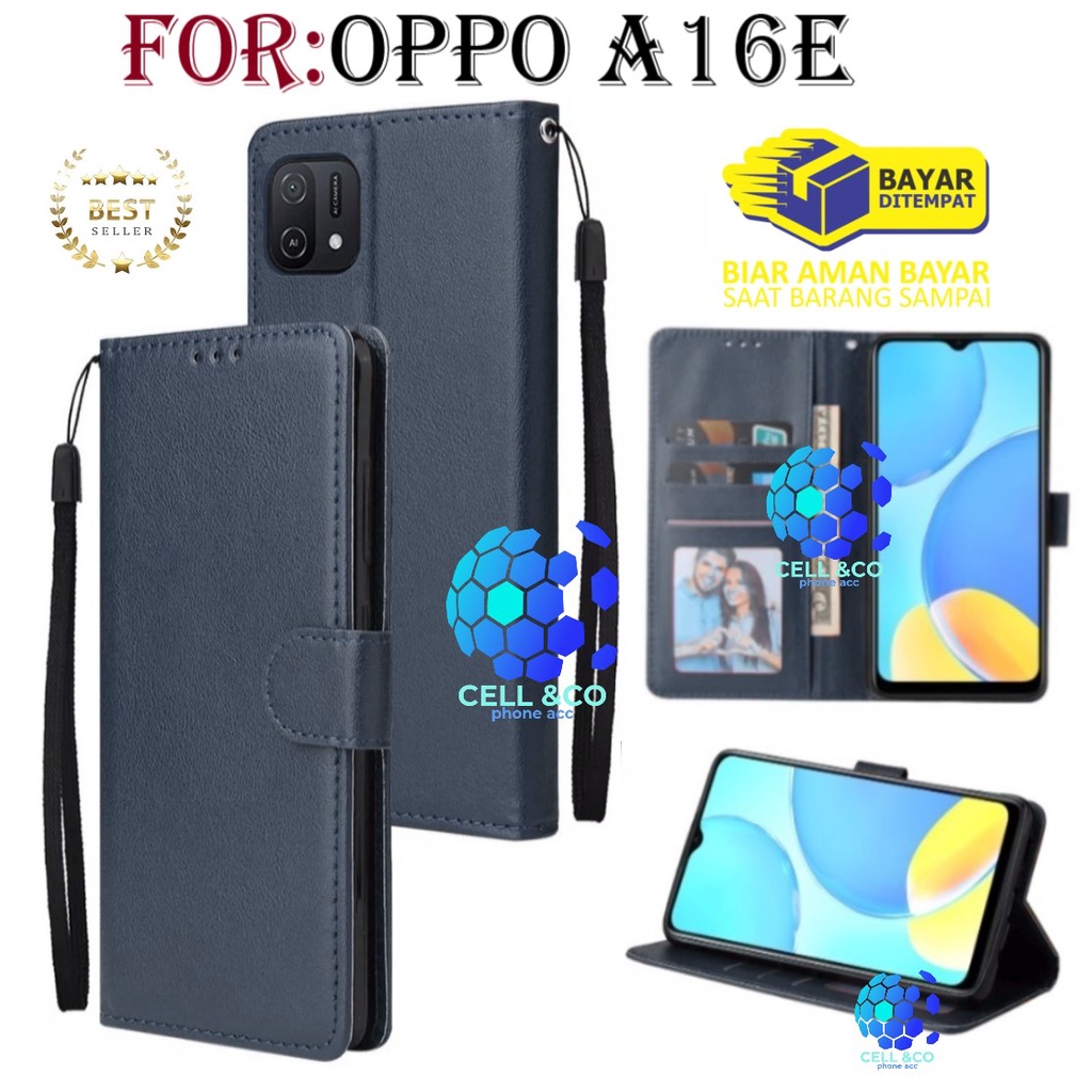 OPPO A16E CASE FLIP LEATHER WALLET PREMIUM FLIP CASE BUKA TUTUP KESING HP CASING FLIP CASE WALLET OPPO A16E