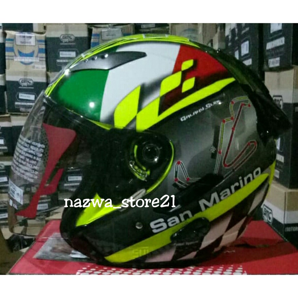 HELM KYT GALAXY SLIDE CIRCUIT SAN MARINO DOUBLE VISOR HALF FACE