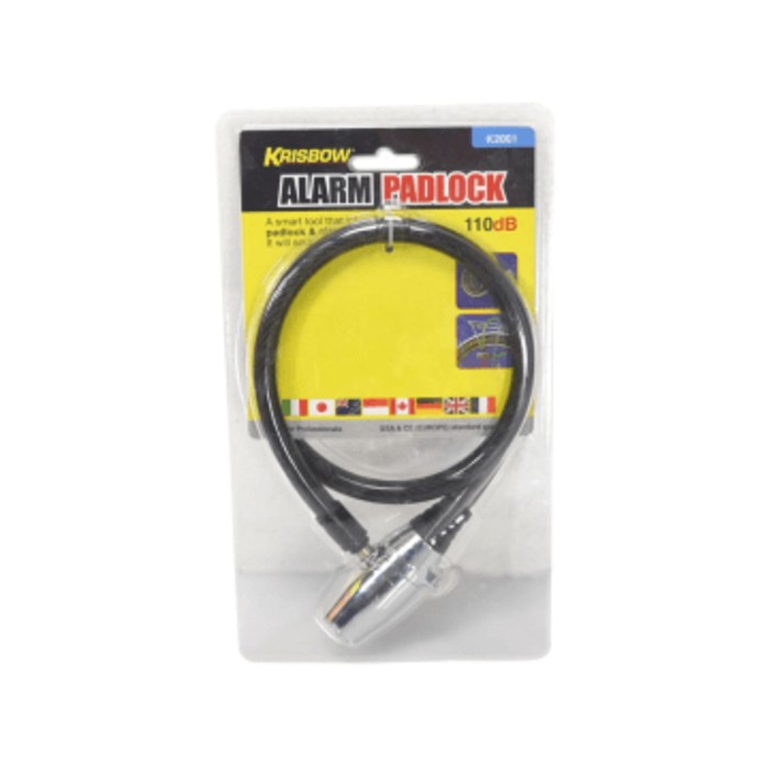 freeongkir ORIGINAL KRISBOW GEMBOK KABEL DENGAN ALARM   HITAM gratisongkir