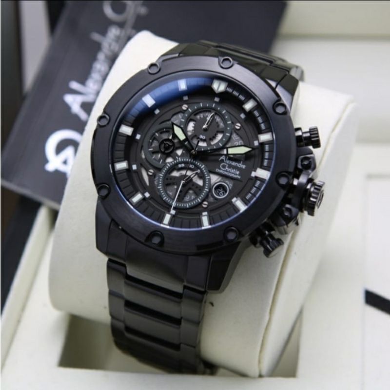 Alexandre christie Original Ac 6554 Jam Tangan Pria Stainless stell hitalm