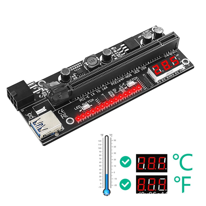 Btsg Ver15X USB3.0 PCI-E Riser PCI Untuk Express 1x4x8x16x Extender 3528kartu Adaptor Pcie Riser LED RGB 6Pin Power Untuk