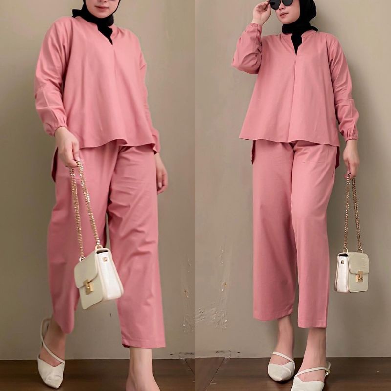 Noela one set setelan baju muslim wanita 2in1 fashion remaja