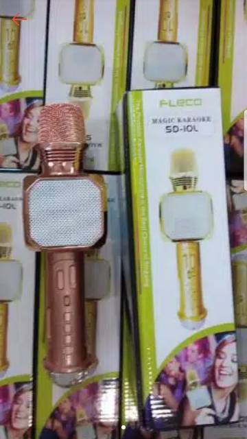 MIC BLUETOOTH FLECO SD10L SMULE WIRELESS KARAOKE/MICROPHONE KTV LAMPU DISCO SD10L SPEAKER PORTABLE