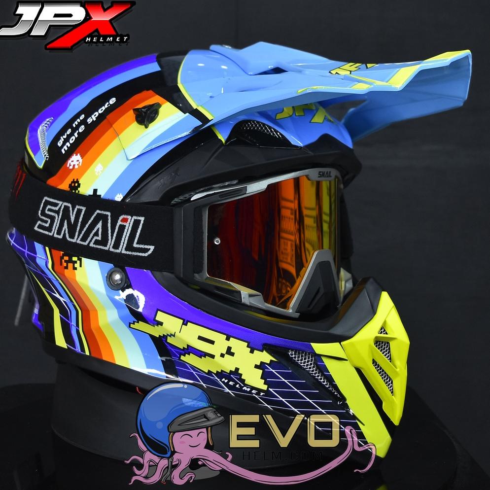 [Art. Q7764Y] HELM JPX CROSS MOTIF LENGKAP ORIGINAL JPX KLX MOTIF CROSS HELM TRAIL ADVENTURE