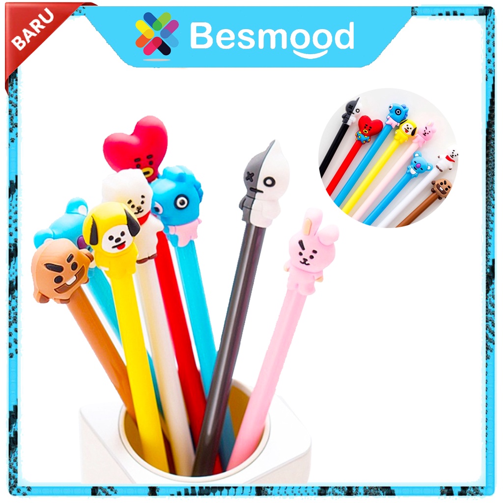 

Besmood Pena Bangtan Boys ARMY KPOP Cartoon Black Ink Gel Pen Import Murah U141