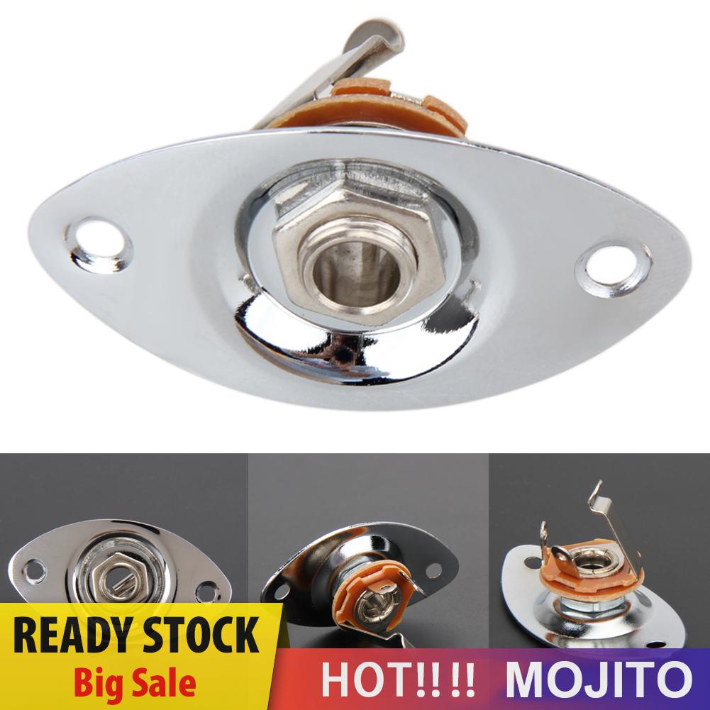 Soket Jack Input Output 1 / 4 Dengan Plat Oval Untuk Gitar Bass Elektrik
