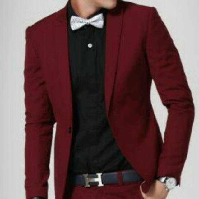 Blazer Pria Murah Blazer Warna Merah Marun Jas Resmi Jas Nikah Blazer Pormal