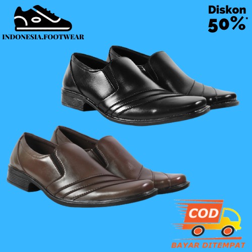 BIG PROMO !! Sepatu Casual Formal Pria Pantofel Slop Paul Hitam Kerja Kantor Termurah