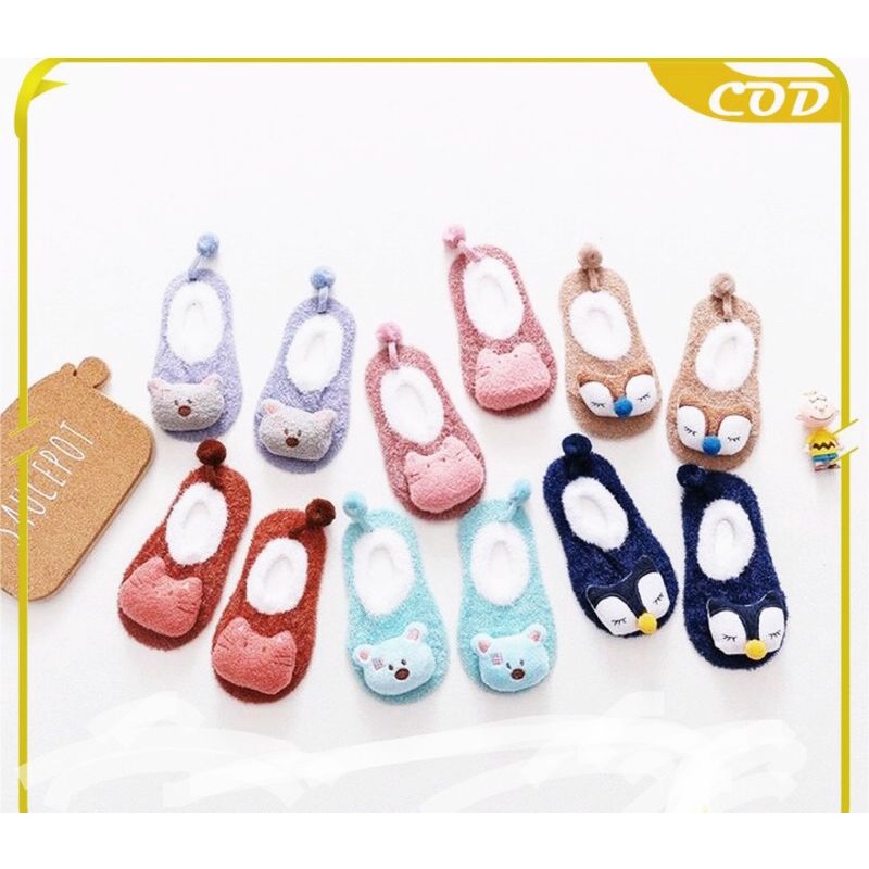 sepatu kaos kaki bulu ll sepatu plaiwalker kaos kaki korea anak bayi motif binatang lucu