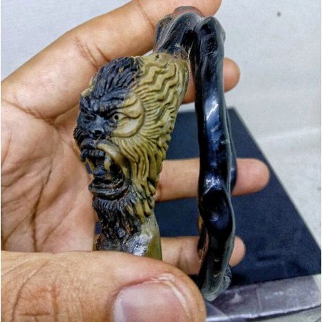 gelang akar Bahar hitam bonggol ukir Hanoman galak