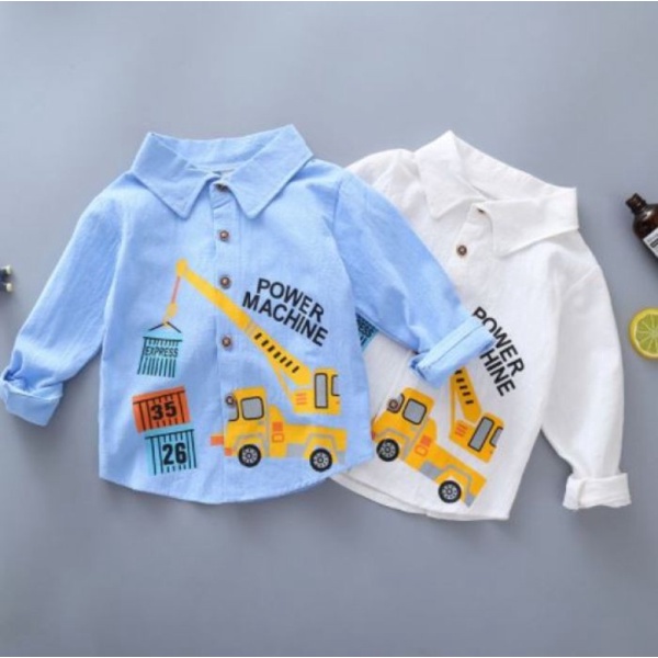 Jual Kemeja Anak Laki Lengan Panjang Motif Truck  Hem Anak Cowok Import Limited