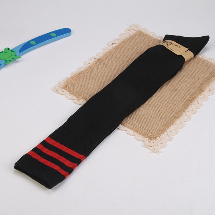 OKST overknee socks kaos kaki panjang sepaha over knee black hitam 3 strip-hitam strip merah