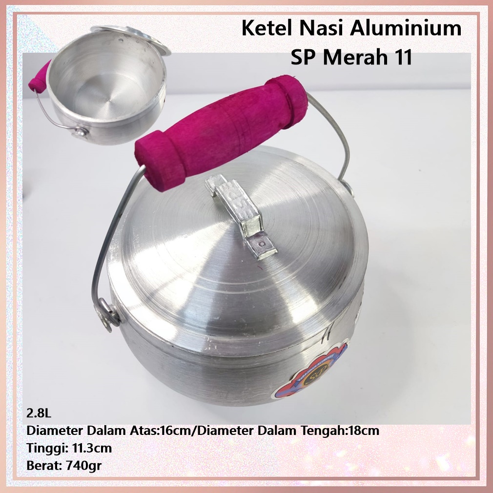 Ketel/Kastrol/Periuk Panci Nasi Liwet  Aluminium SP Merah 11 ± 2.8L