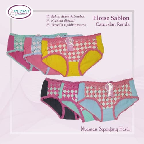 NEW SETENGAH LUSIN Celana Dalam Wanita ELOISE Diskon