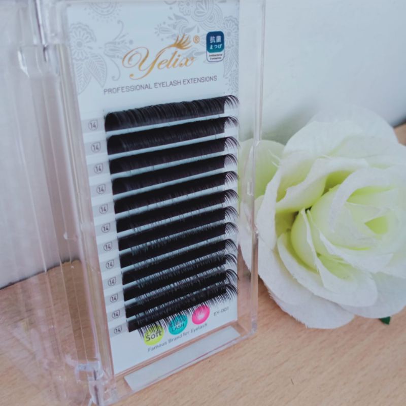 Yelix Flat Lashes D+0.20 Dimension bahan Ellipse super lembut