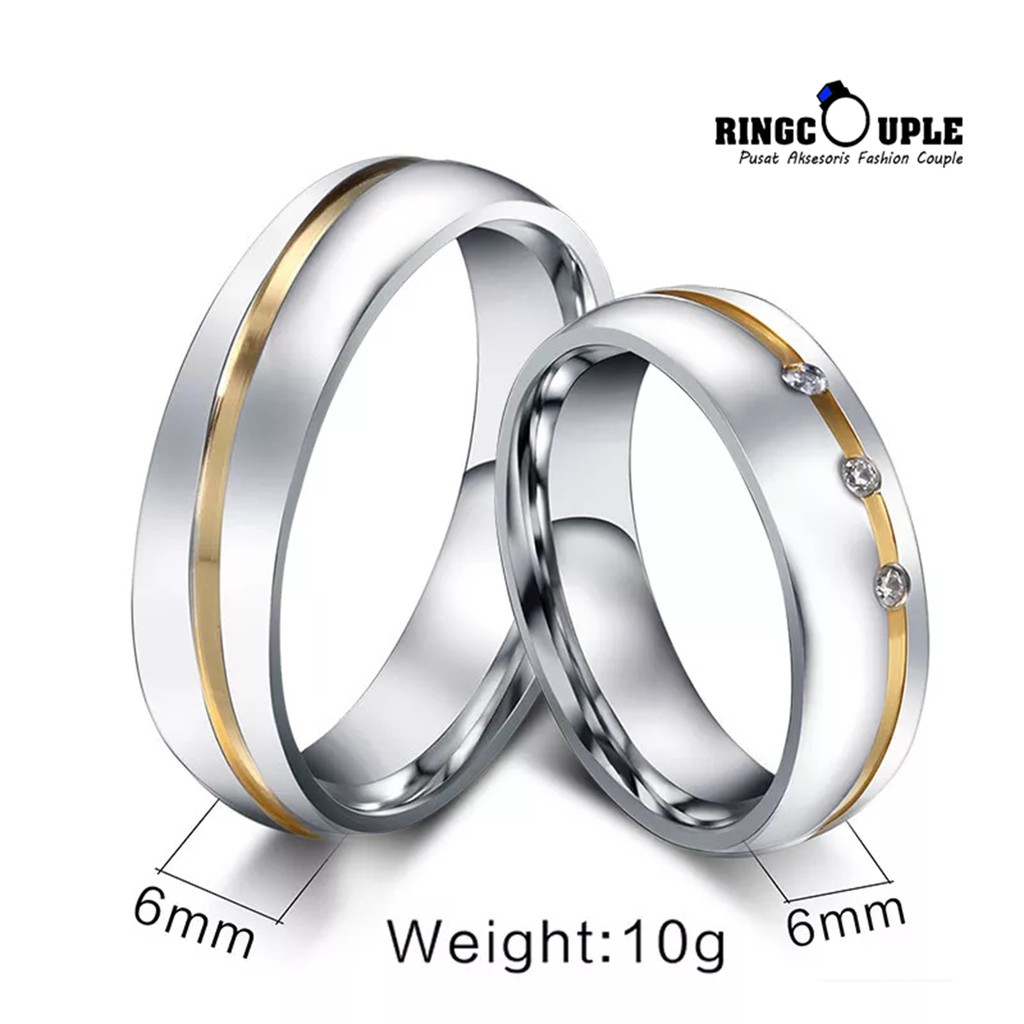 [JB024] Cincin Couple Titanium Original 100% Anti Pudar (GRATIS BOX)