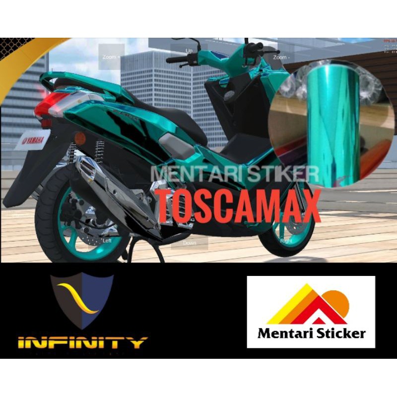 Skotlet Hijau Tosca Metalik, Skotlet Motor Crome ,Stiker Motor, Sticker Mobil ,Skotlet Infinity crom