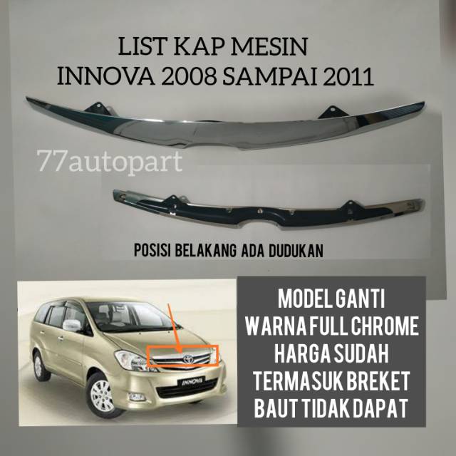 List kap mesin hood molding innova 2008 2009 2010 2011