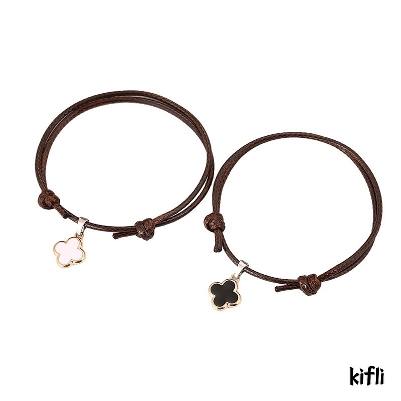 2 Pcs/1 Set,Perhiasan Indah Sederhana,Gelang Fashion,Semanggi Warna Polos,Gelang Wanita