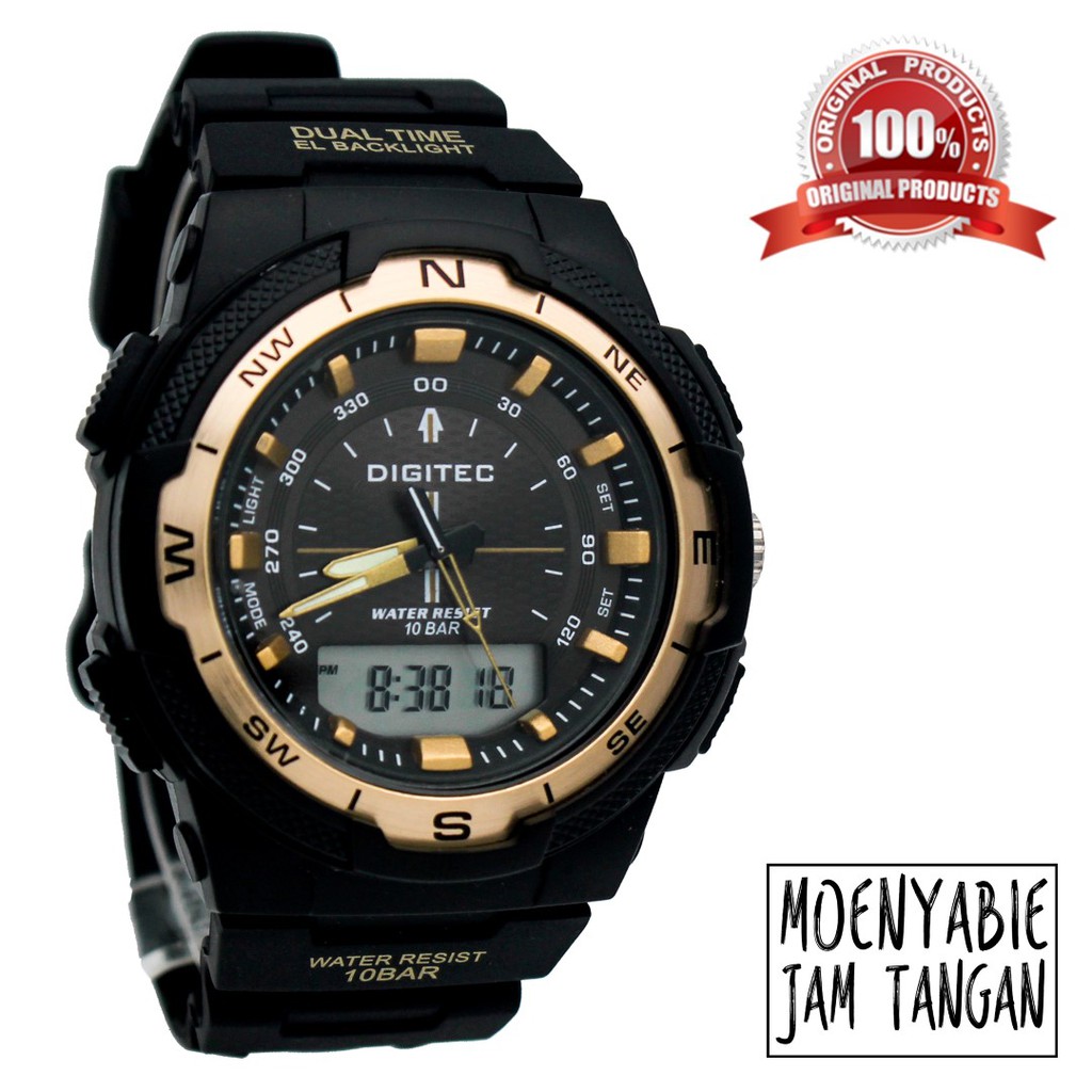 Digitec DG 3067T Black Gold Original Dan Anti Air Jam Tangan Digitec Pria