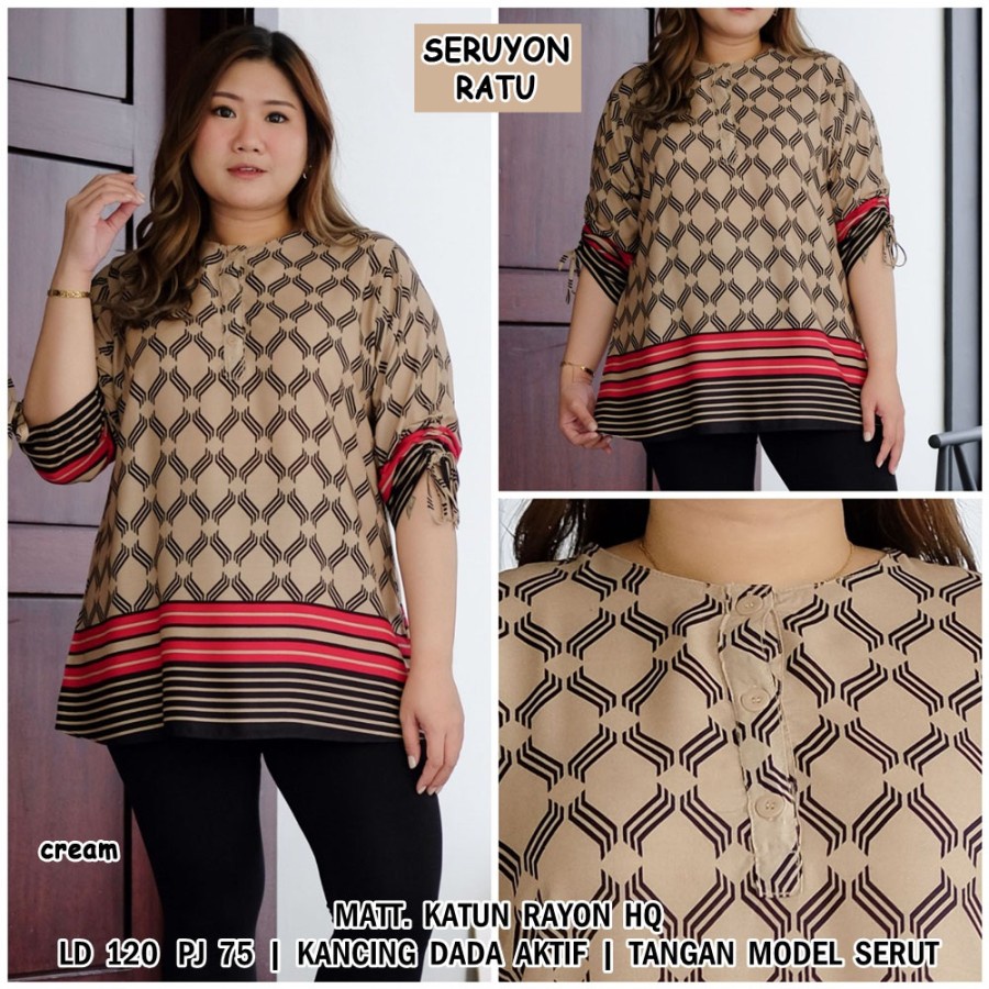 COD / BLOUSE JUMBO  KEMEJA KERJA BAJU ATASAN WANITA KOTAK KOTAK LD 120/ JUMBO  LENGAN PANJANG IMPORT