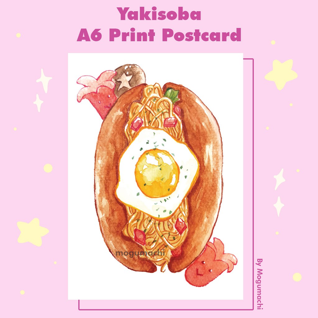 

Postcard A6 Yakisoba Art Print Food Illustration by Mogumachi