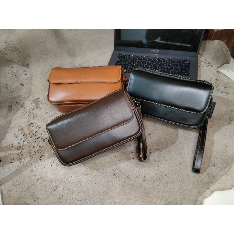 Tas kulit wanita multifungsi Classic selempang 100% kulit sapi asli