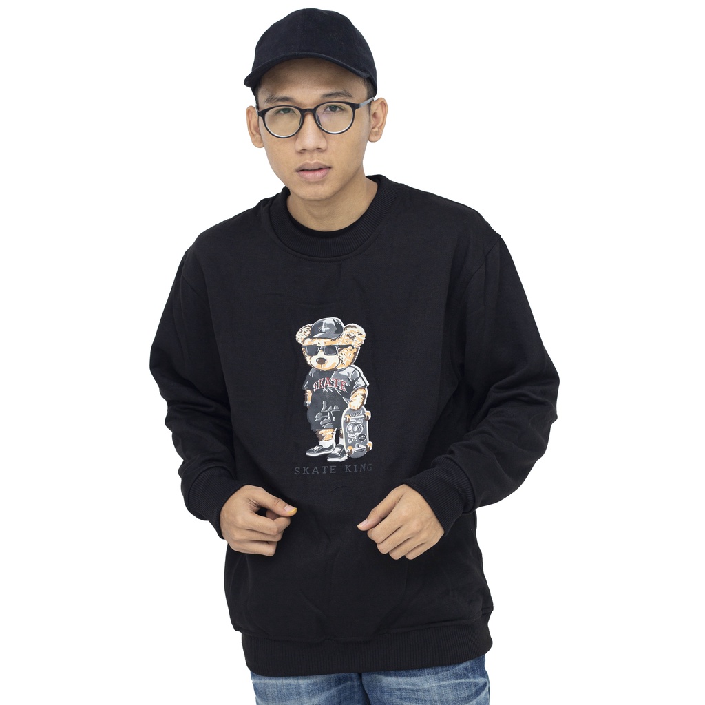 CREWNECK SWEATER BEAR TEDDY BEAR SWEATER BERUANG CREWNECK BERUANG HITAM MILO MOCCA