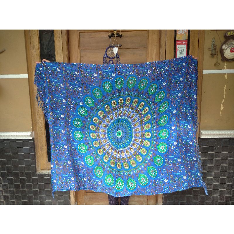 KAIN PANTAI BALI MANDALA TAPESTRY BIRU GELAP