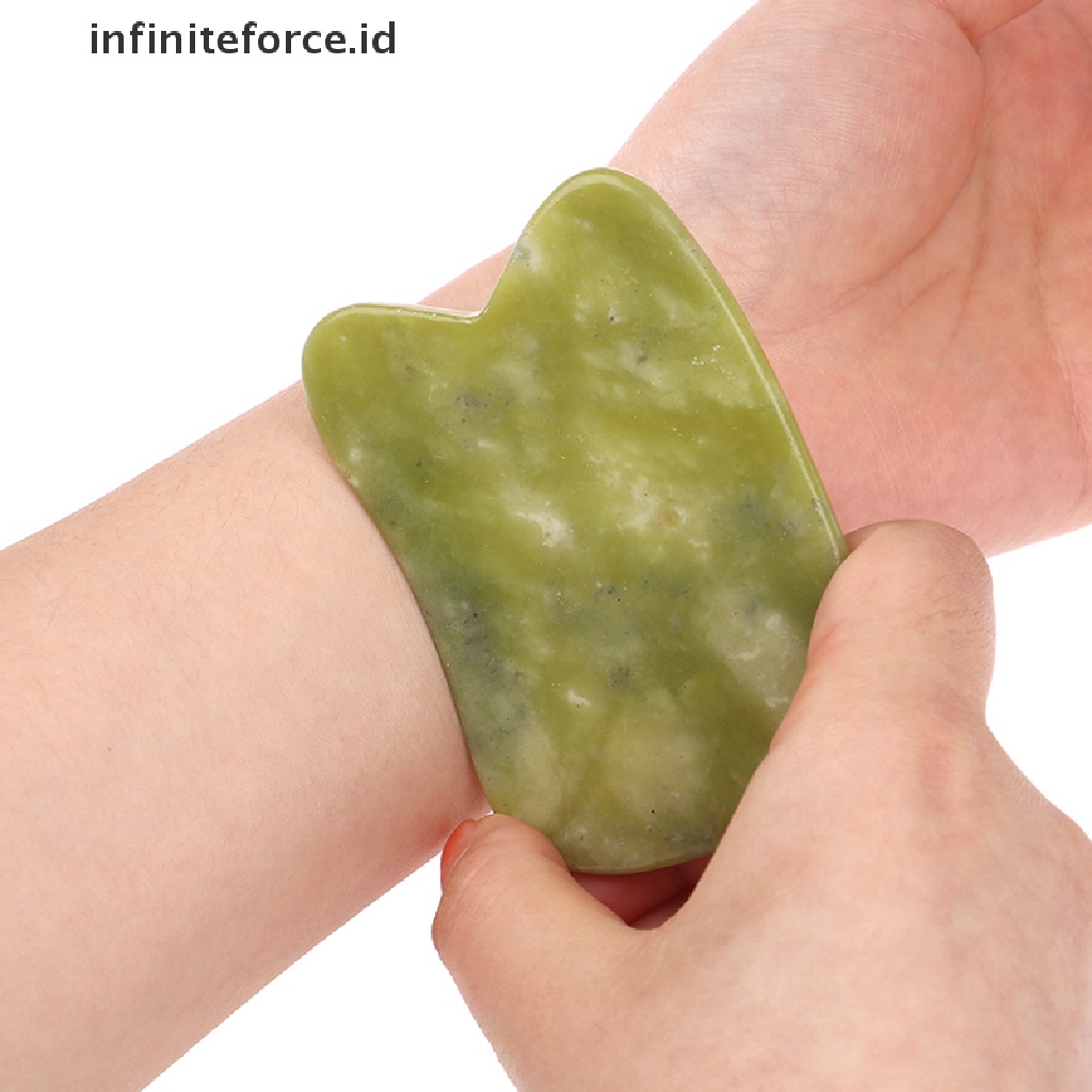 (infiniteforce.id) Batu Giok Quartz Gua Sha Rose Bentuk Hati Warna Hijau Untuk Pijat Wajah