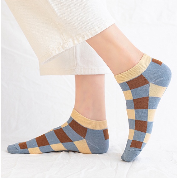 ⭐️𝐈𝐇𝐒 𝟑𝟐𝟐⭐️Kaos Kaki Wanita Motif Catur New Fashion Korean Style Socks Breathable-4