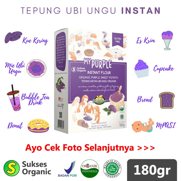 

MURAH My Purple Tepung Ubi Ungu Instan Organik MPASI | 180gr | Bionic Farm
