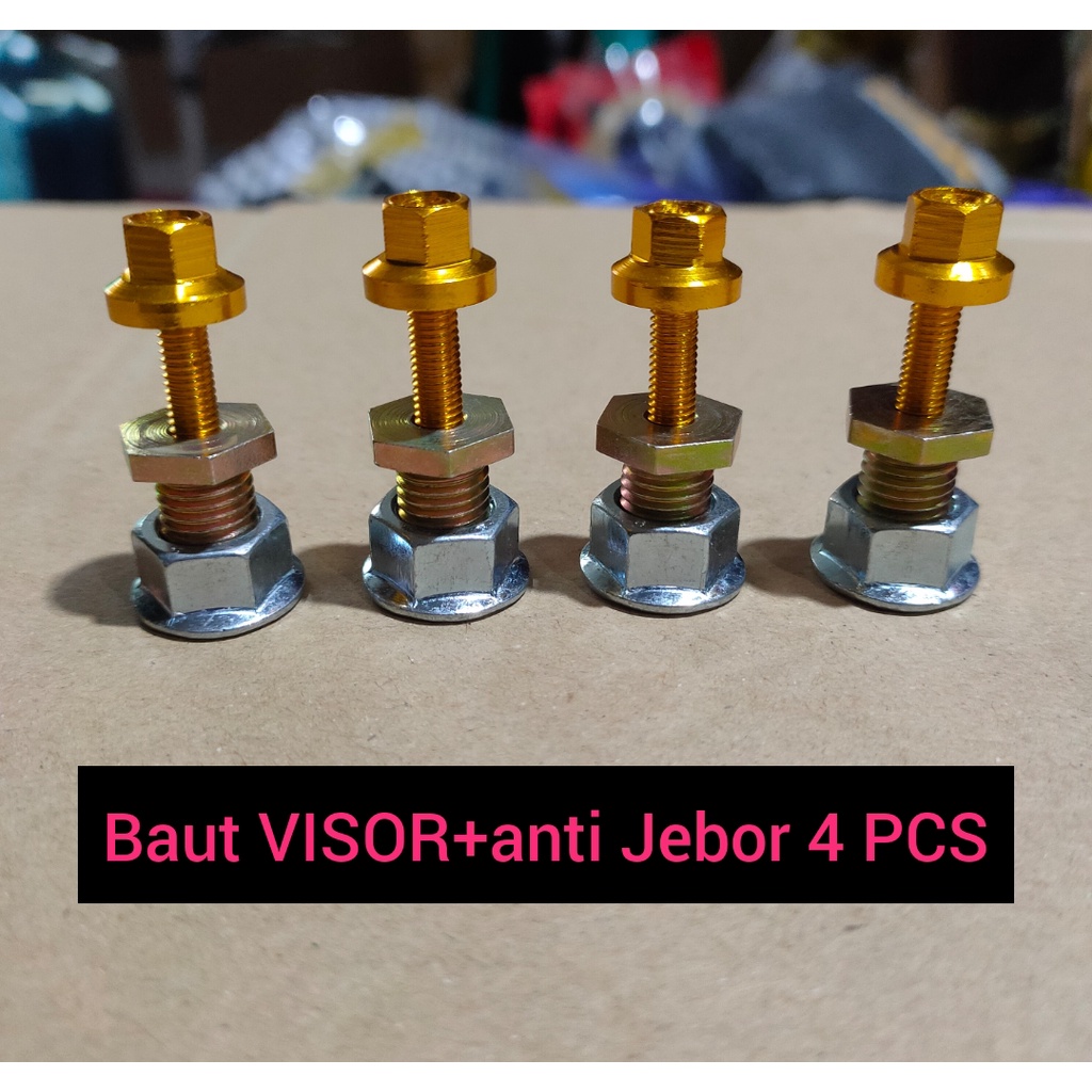 baut anti jebol 4biji + baut probot 4 biji gold buat pasang visor nmax dan lexy dijaminkan kuat