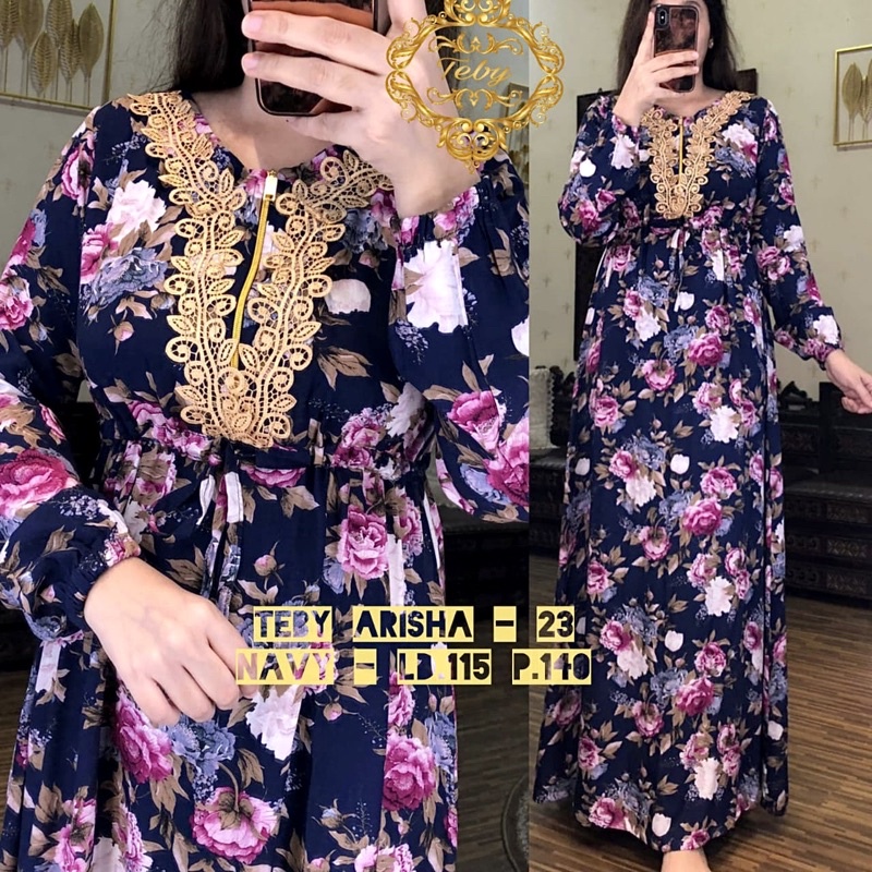 Daster arab Teby Arisha-Navy-kode 23-bunga