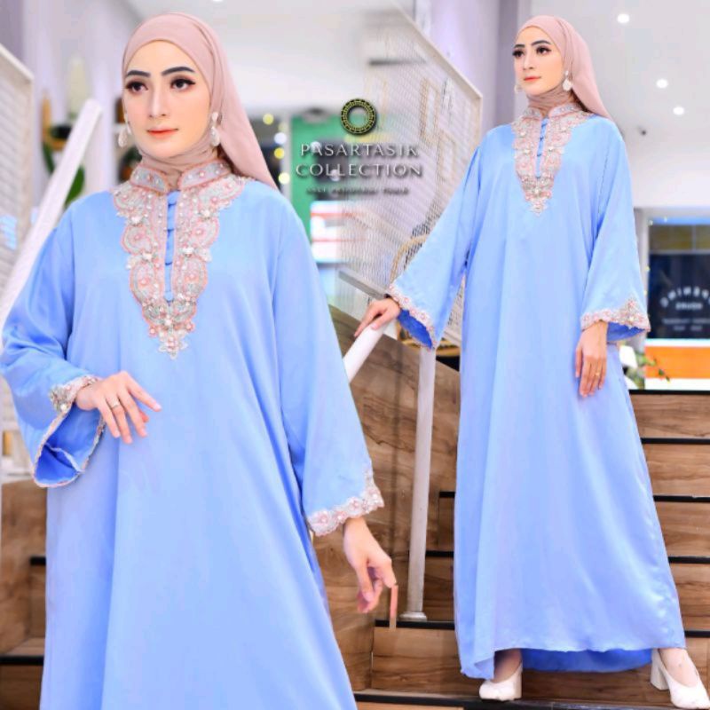 (flash sale) ALISHA KAFTAN  BORDIR PAYET (BUSUI) KUALITAS PREMIUM TIDAK MENERAWANG / pasar tasik / t